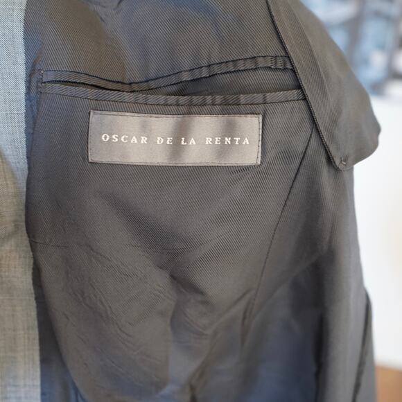 Vtg Oscar Dela Renta Long Sleeve 100% Wool Collar Blazer Gray Mens Size 38S - Picture 5 of 6